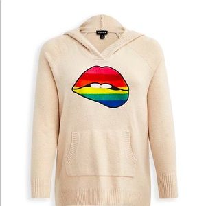 Oatmeal Raglan Lips Hoodie